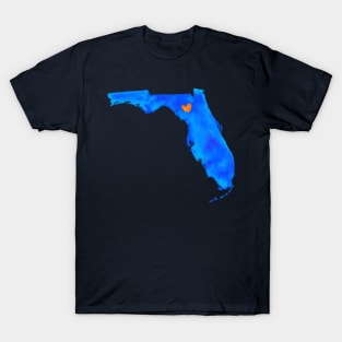 Watercolor Gainesville Love on Dark Blue T-Shirt